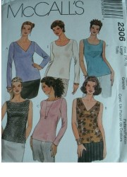 2306 BIAS PULLOVER TOPS SLEEVES OR NOT PATTERN MD 12, 14 36''